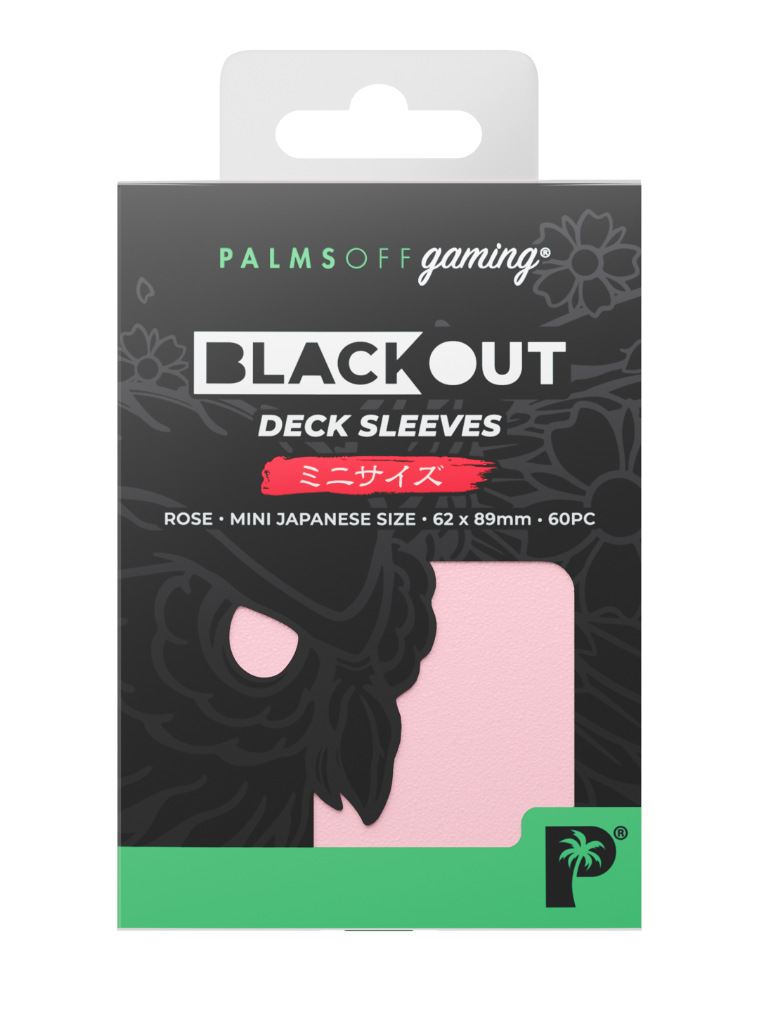 Palms Off Gaming Blackout Deck Sleeves - Japanese Mini Size - 60pc - Rose