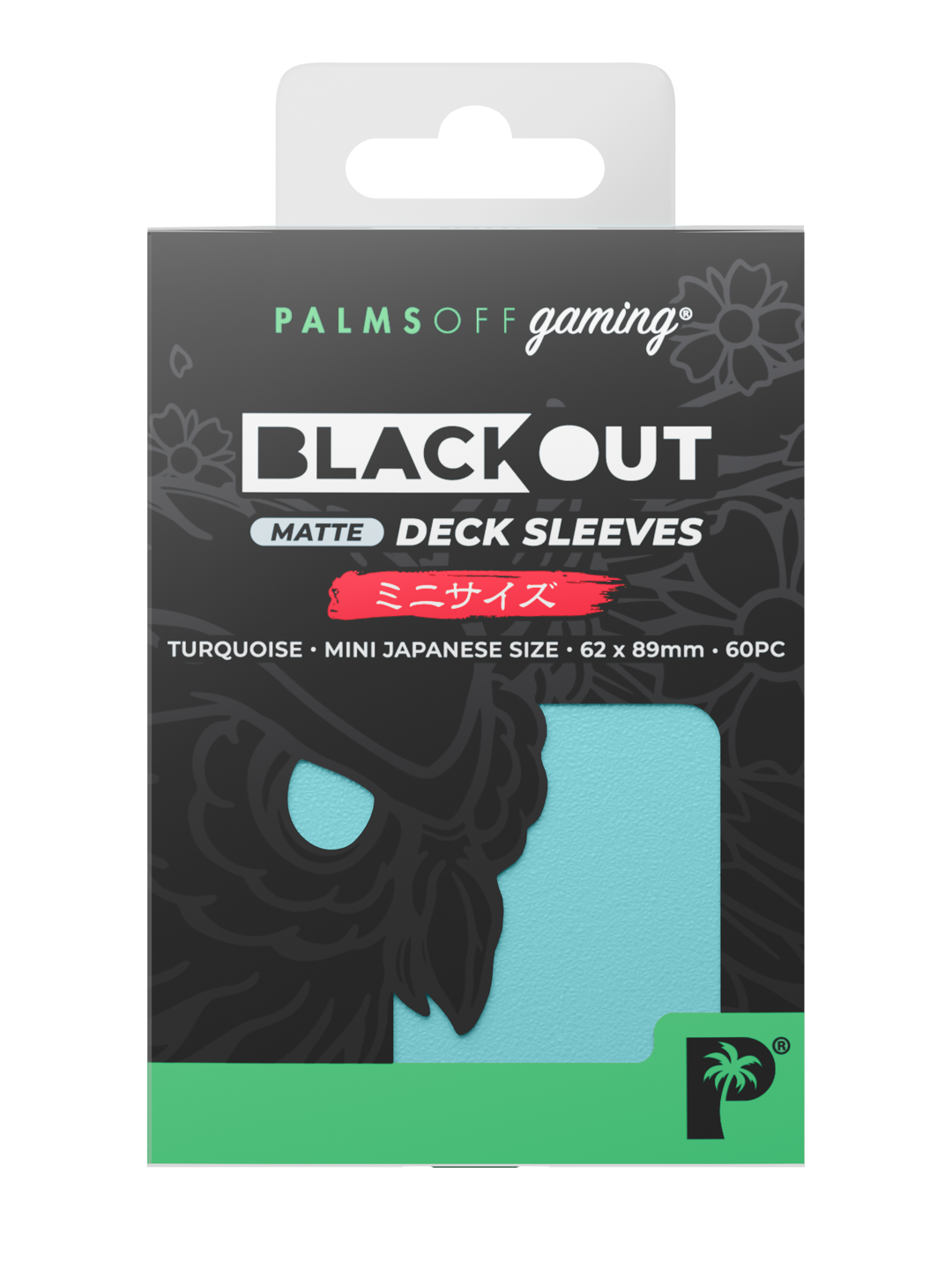 Palms Off Gaming Blackout Deck Sleeves - Japanese Mini Size - 60pc - Turquoise - Matte