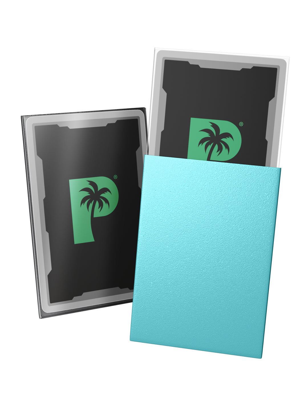 Palms Off Gaming Blackout Deck Sleeves - Japanese Mini Size - 60pc - Turquoise - Matte