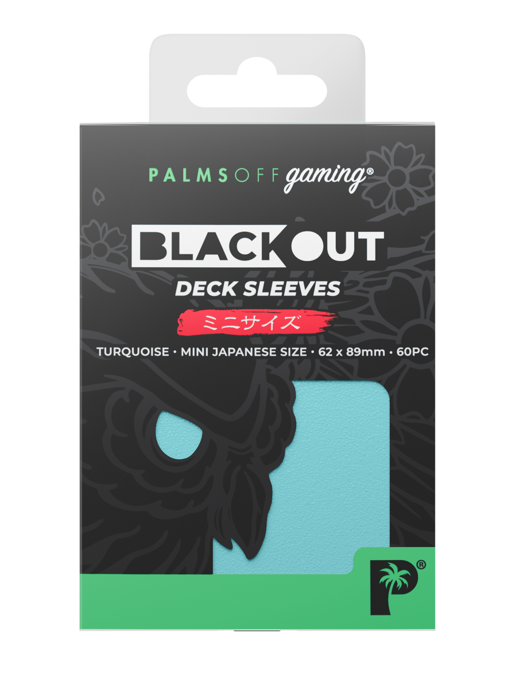 Palms Off Gaming Blackout Deck Sleeves - Japanese Mini Size - 60pc - Turquoise