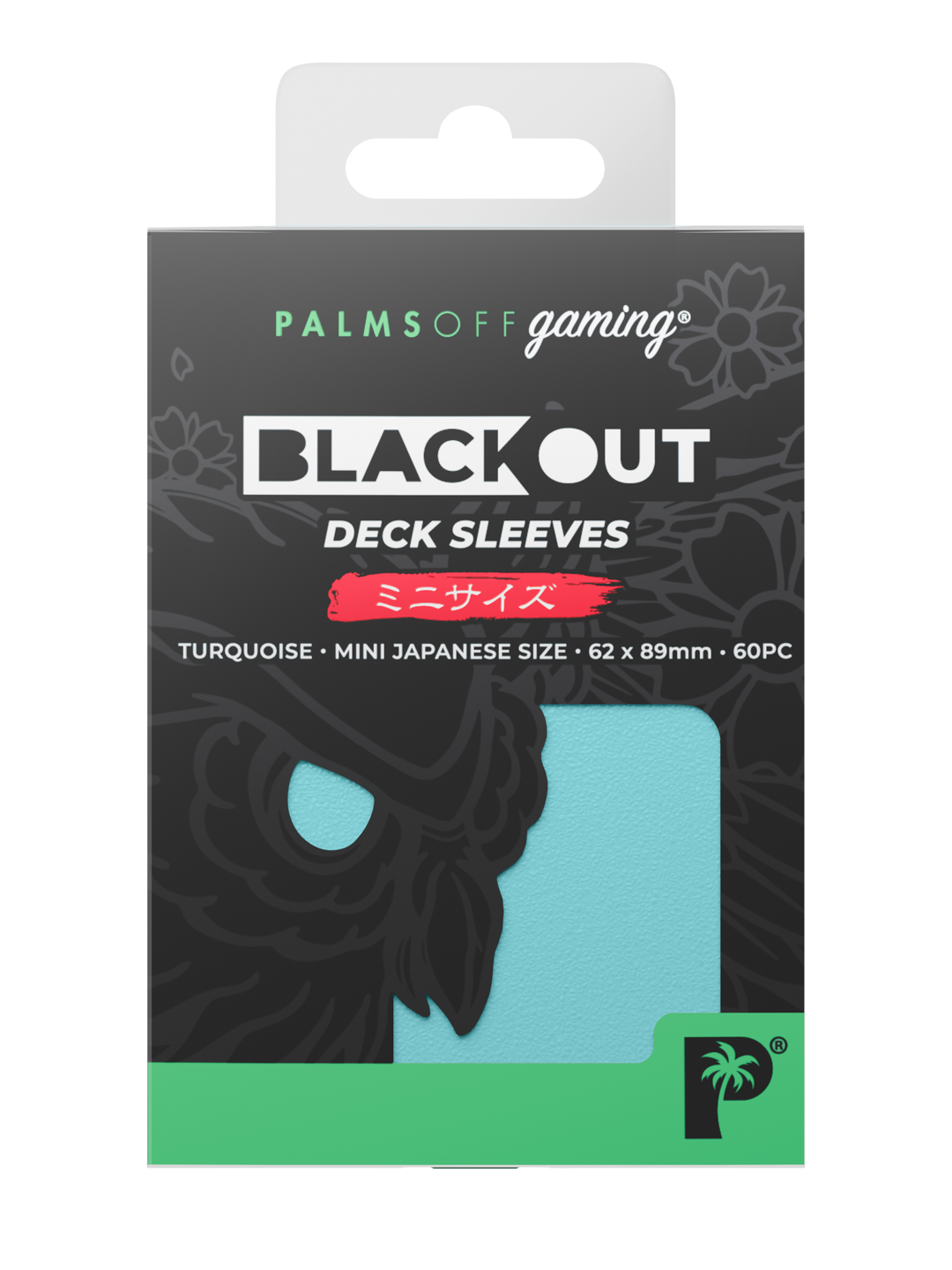 Palms Off Gaming Blackout Deck Sleeves - Japanese Mini Size - 60pc - Turquoise