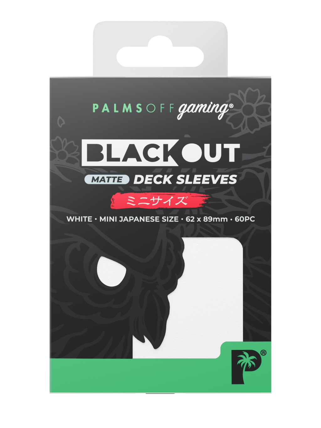 Palms Off Gaming Blackout Deck Sleeves - Japanese Mini Size - 60pc - White - Matte