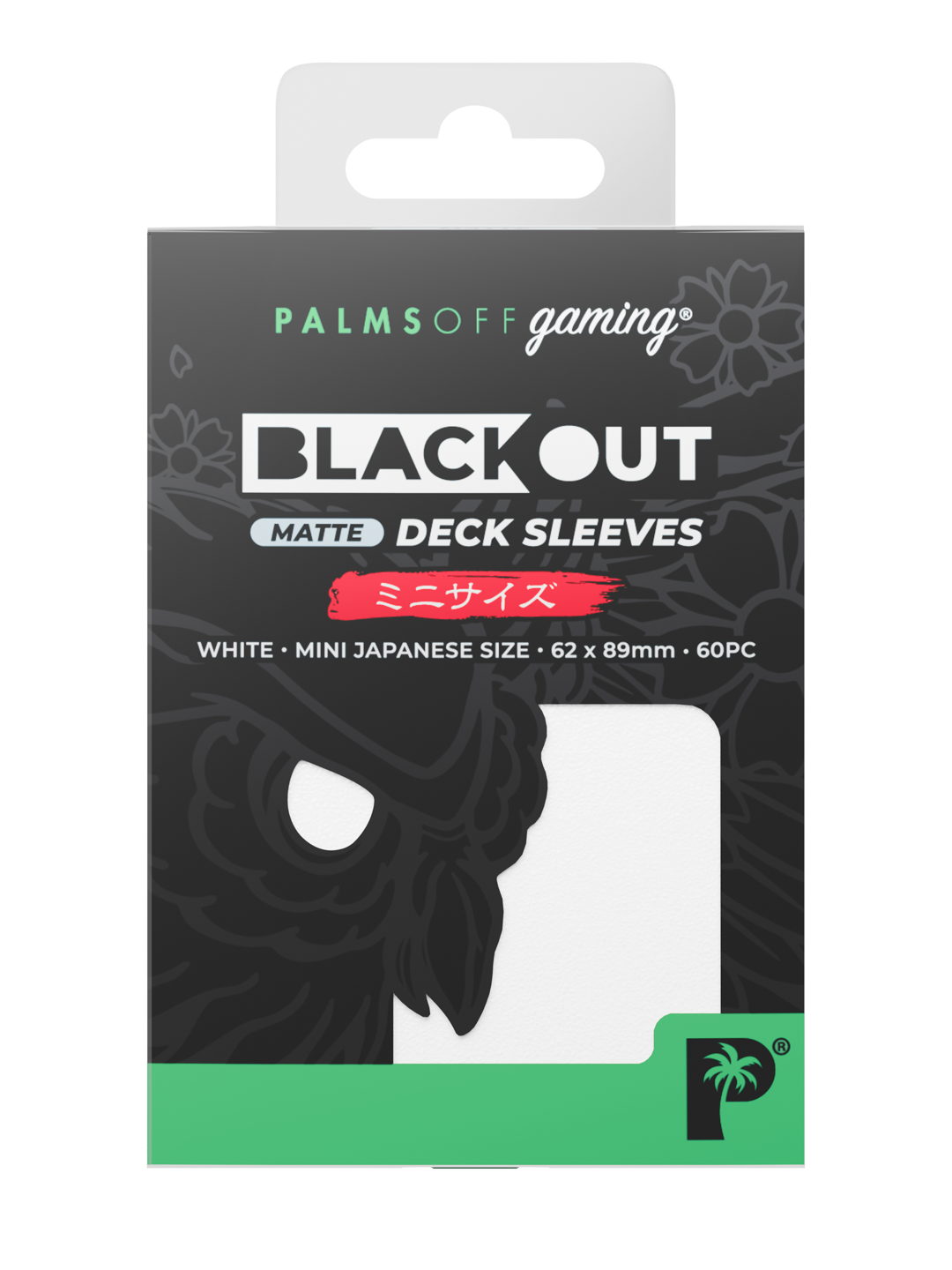 Palms Off Gaming Blackout Deck Sleeves - Japanese Mini Size - 60pc - White - Matte