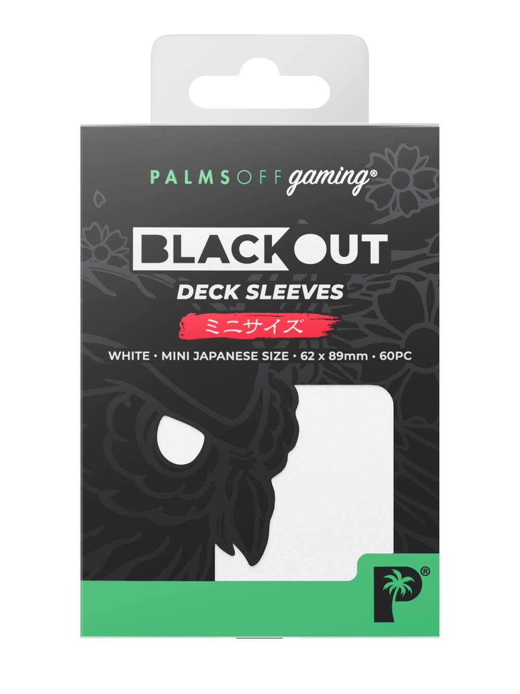 Palms Off Gaming Blackout Deck Sleeves - Japanese Mini Size - 60pc - White