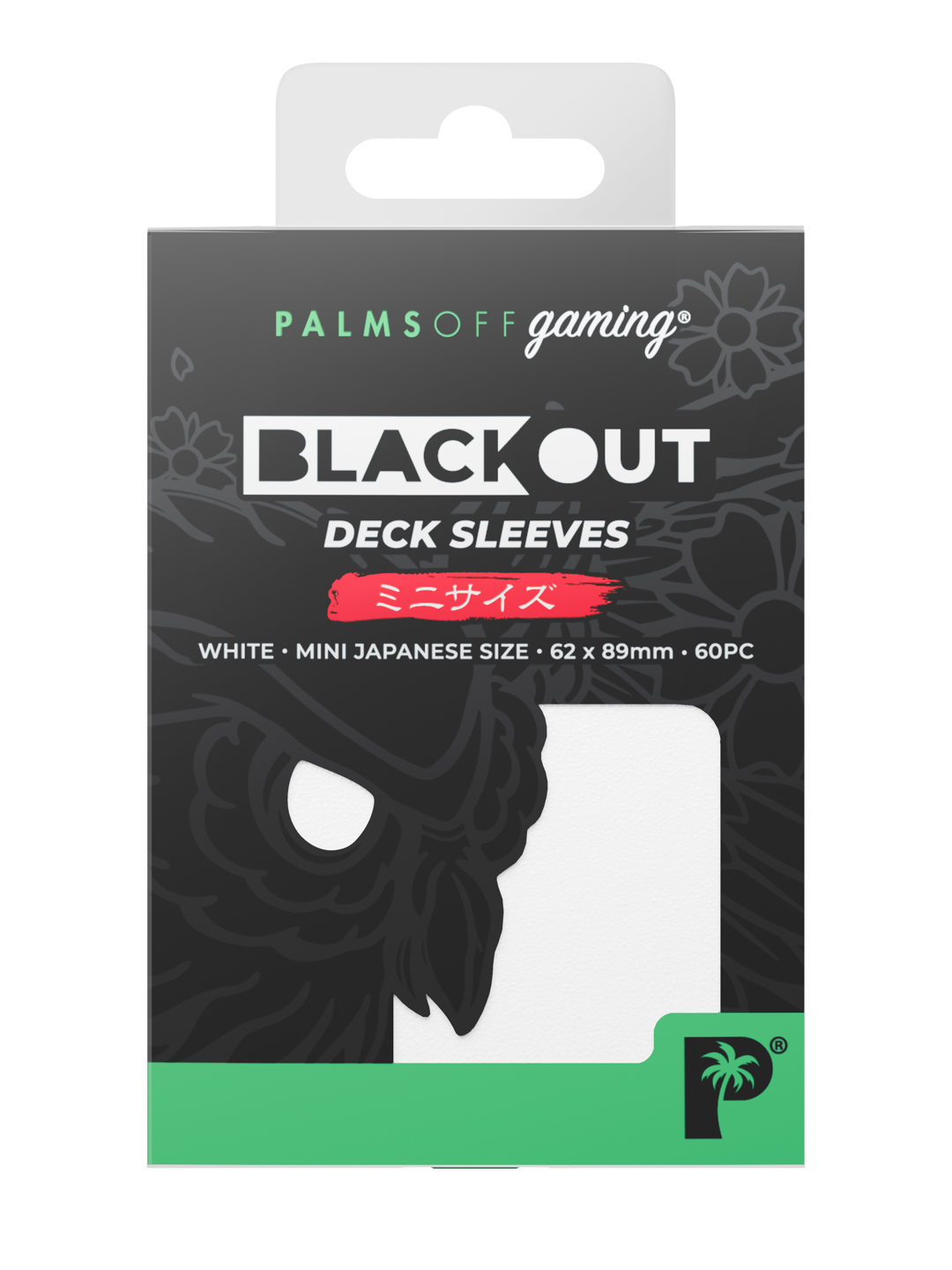 Palms Off Gaming Blackout Deck Sleeves - Japanese Mini Size - 60pc - White