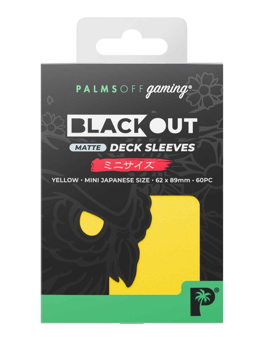 Palms Off Gaming Blackout Deck Sleeves - Japanese Mini Size - 60pc - Yellow - Matte
