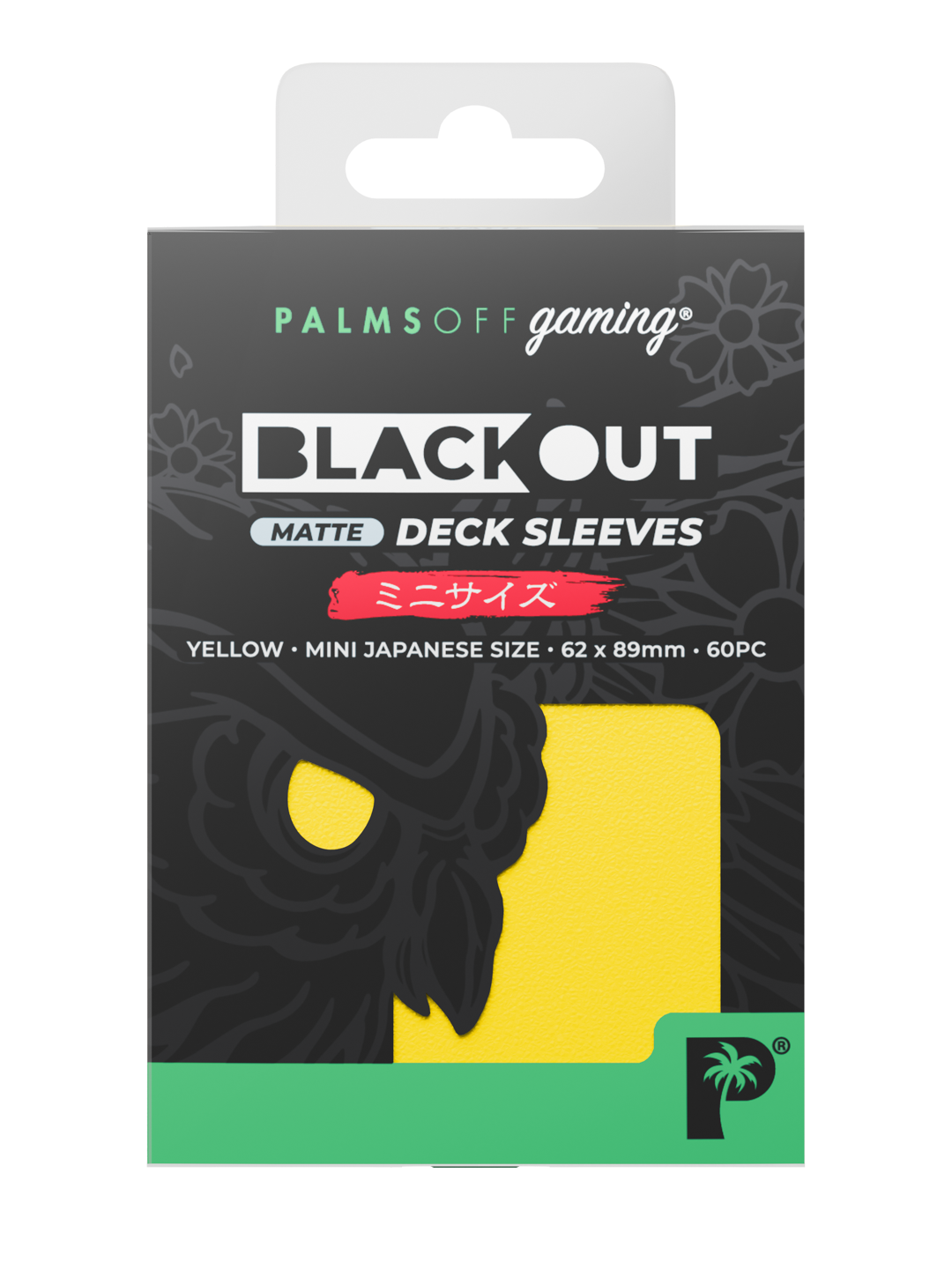 Palms Off Gaming Blackout Deck Sleeves - Japanese Mini Size - 60pc - Yellow - Matte
