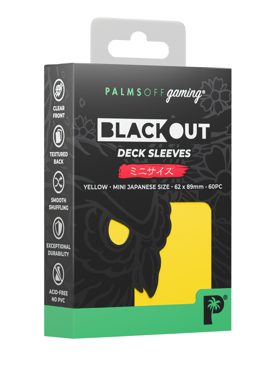 Palms Off Gaming Blackout Deck Sleeves - Japanese Mini Size - 60pc - Yellow
