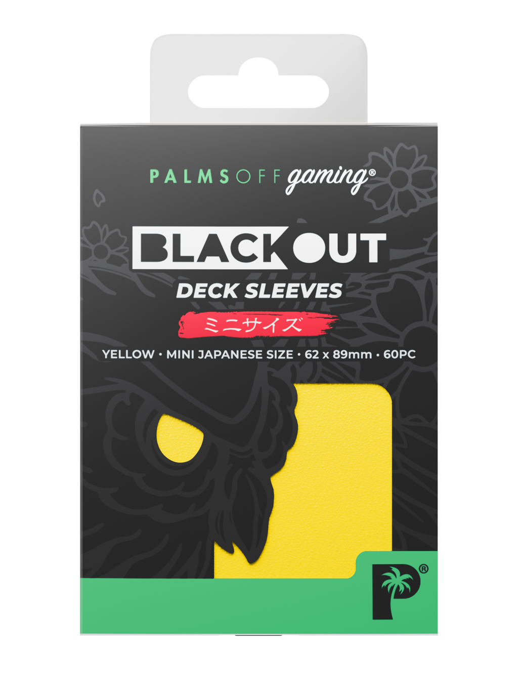 Palms Off Gaming Blackout Deck Sleeves - Japanese Mini Size - 60pc - Yellow