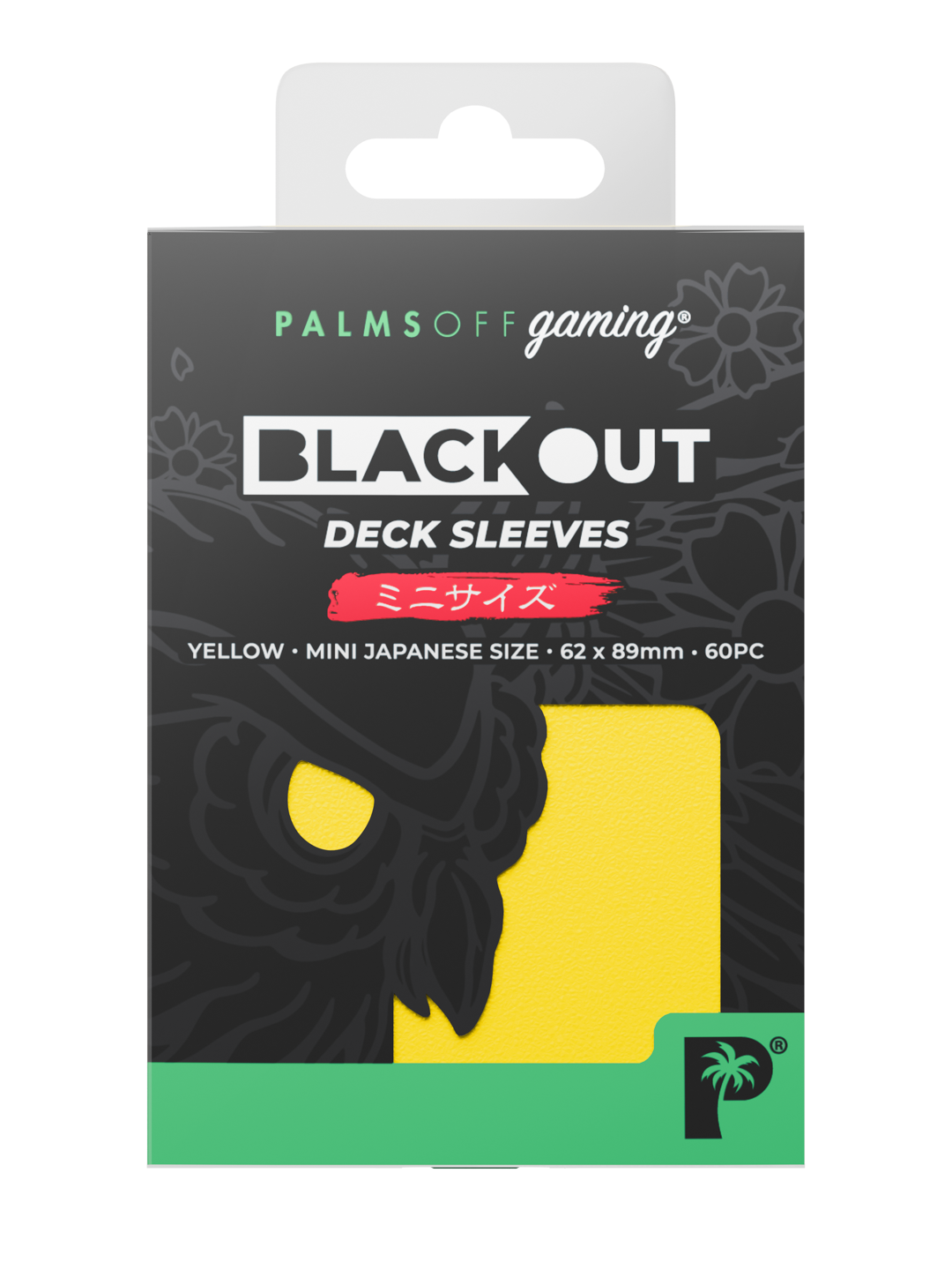 Palms Off Gaming Blackout Deck Sleeves - Japanese Mini Size - 60pc - Yellow