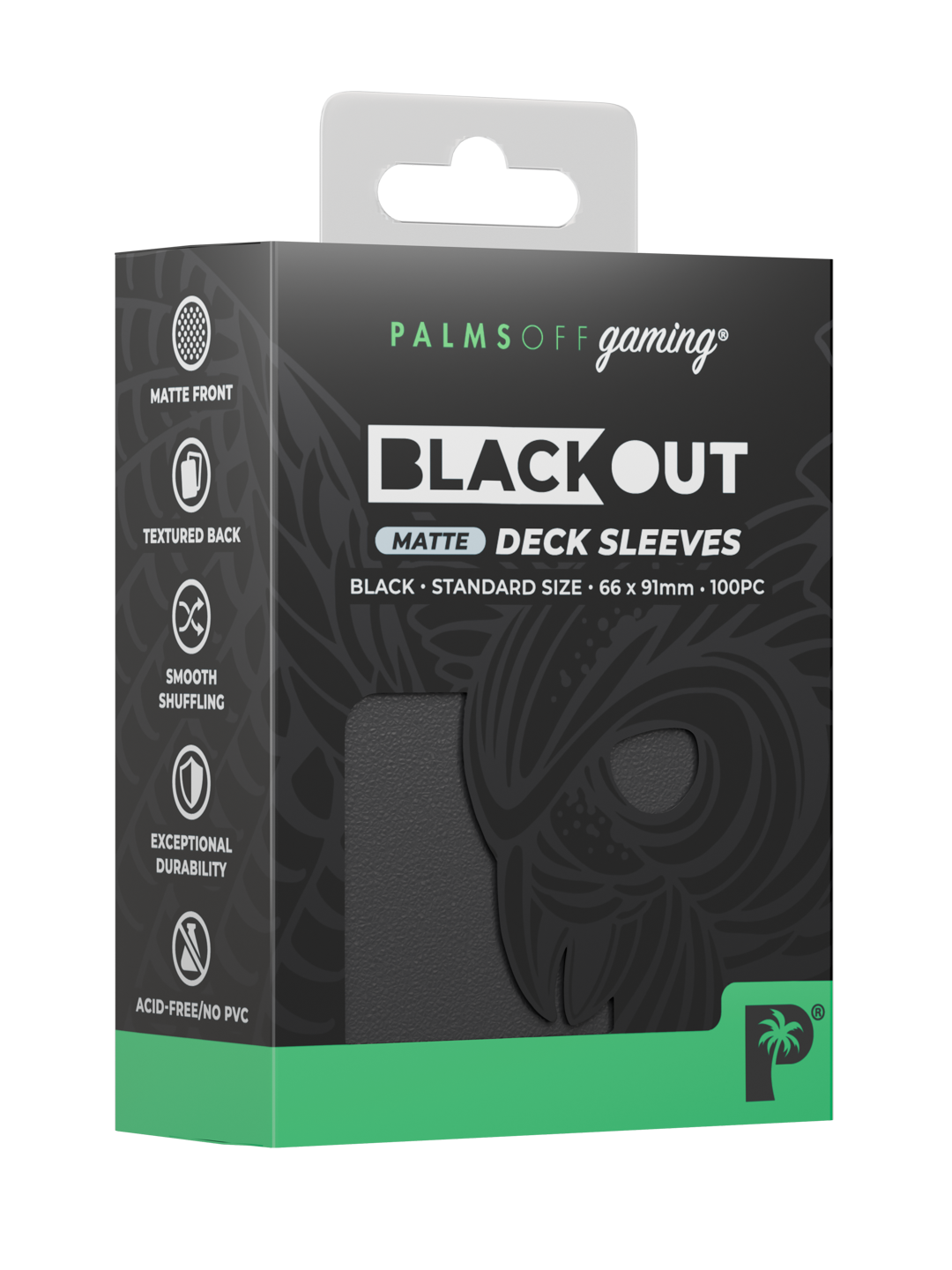 Palms Off Gaming Blackout Deck Sleeves - Standard - 100pc - Black - Matte