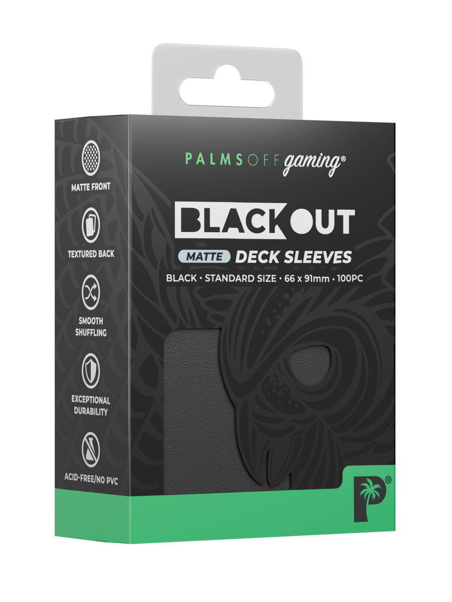 Palms Off Gaming Blackout Deck Sleeves - Standard - 100pc - Black - Matte