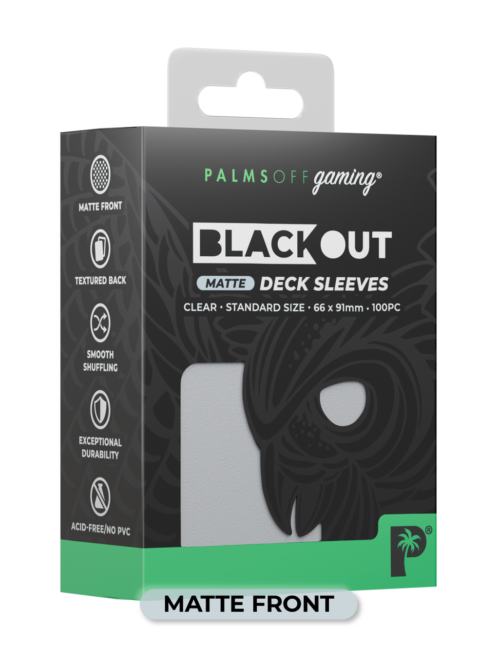 Palms Off Gaming Blackout Deck Sleeves - Standard - 100pc - Clear - Matte