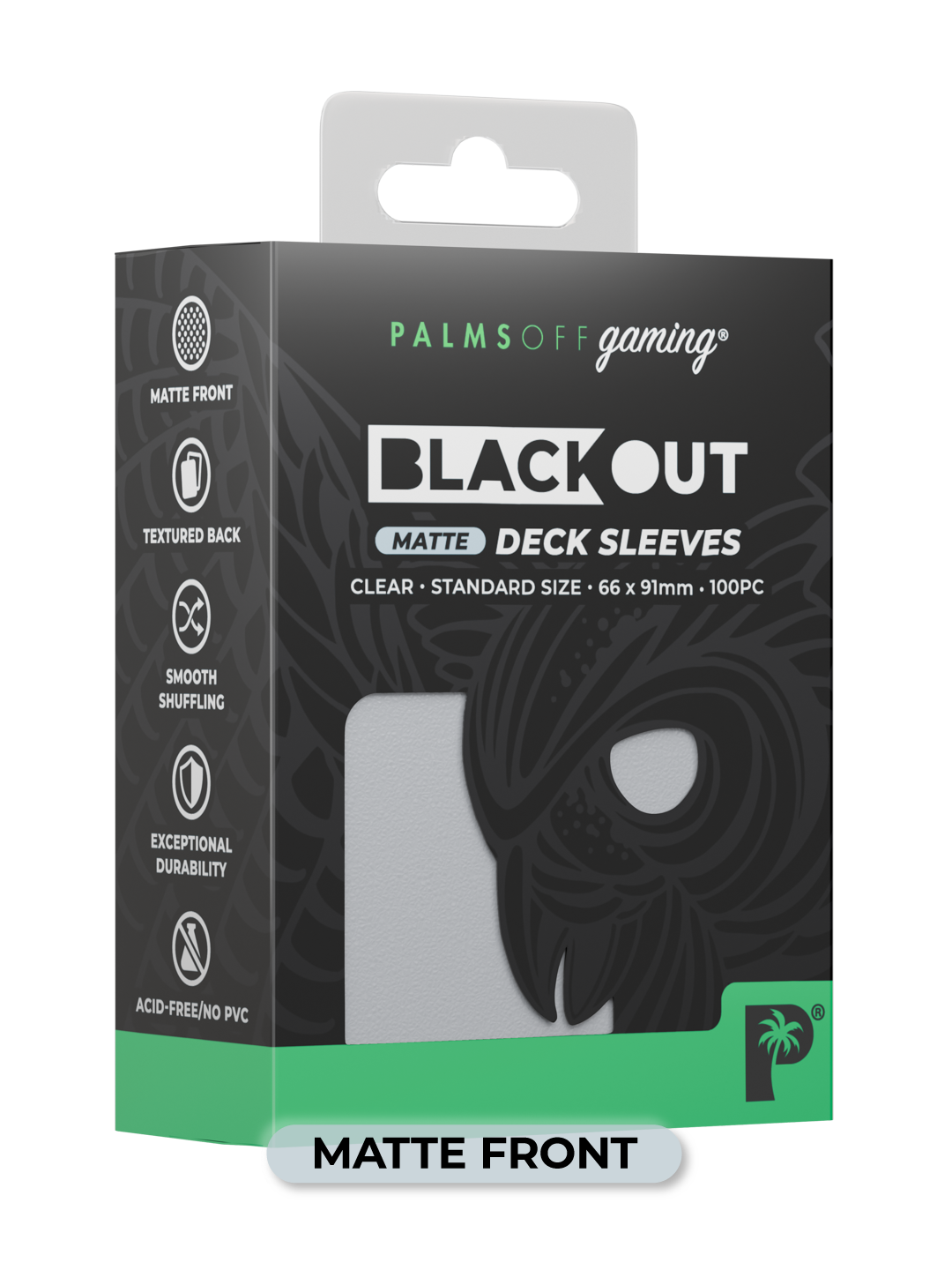 Palms Off Gaming Blackout Deck Sleeves - Standard - 100pc - Clear - Matte