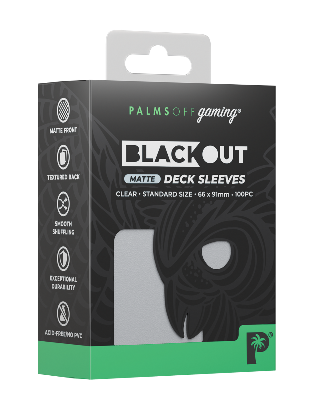 Palms Off Gaming Blackout Deck Sleeves - Standard - 100pc - Clear - Matte