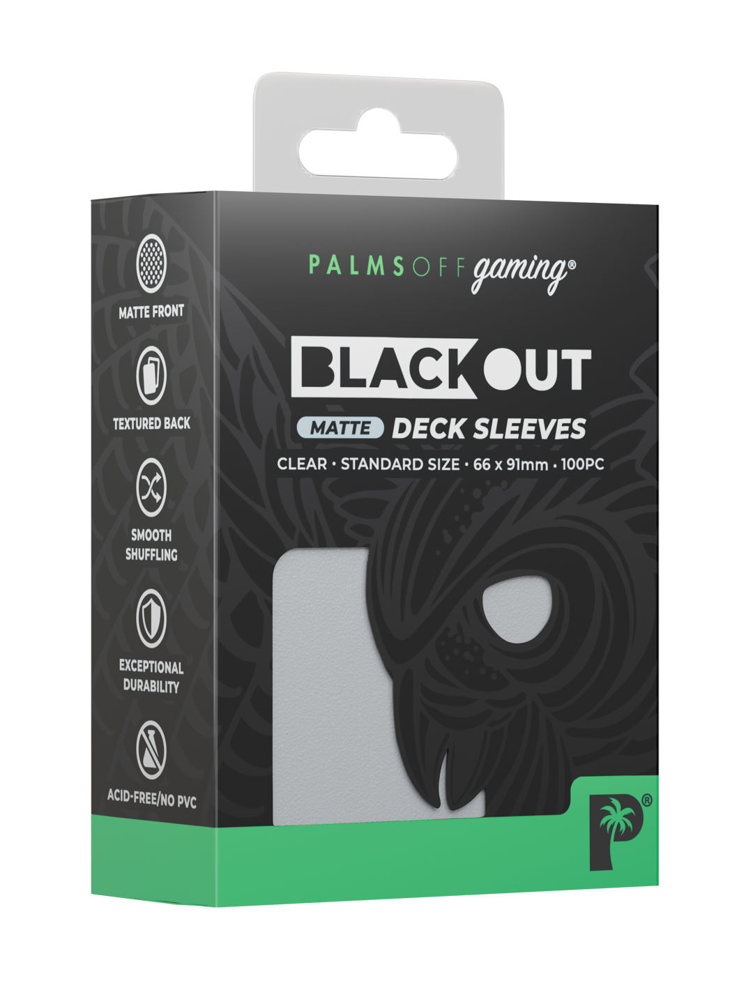 Palms Off Gaming Blackout Deck Sleeves - Standard - 100pc - Clear - Matte