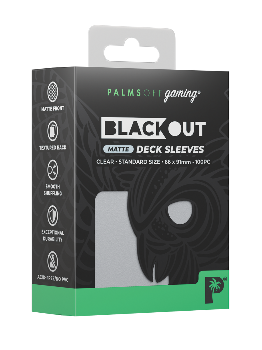 Palms Off Gaming Blackout Deck Sleeves - Standard - 100pc - Clear - Matte