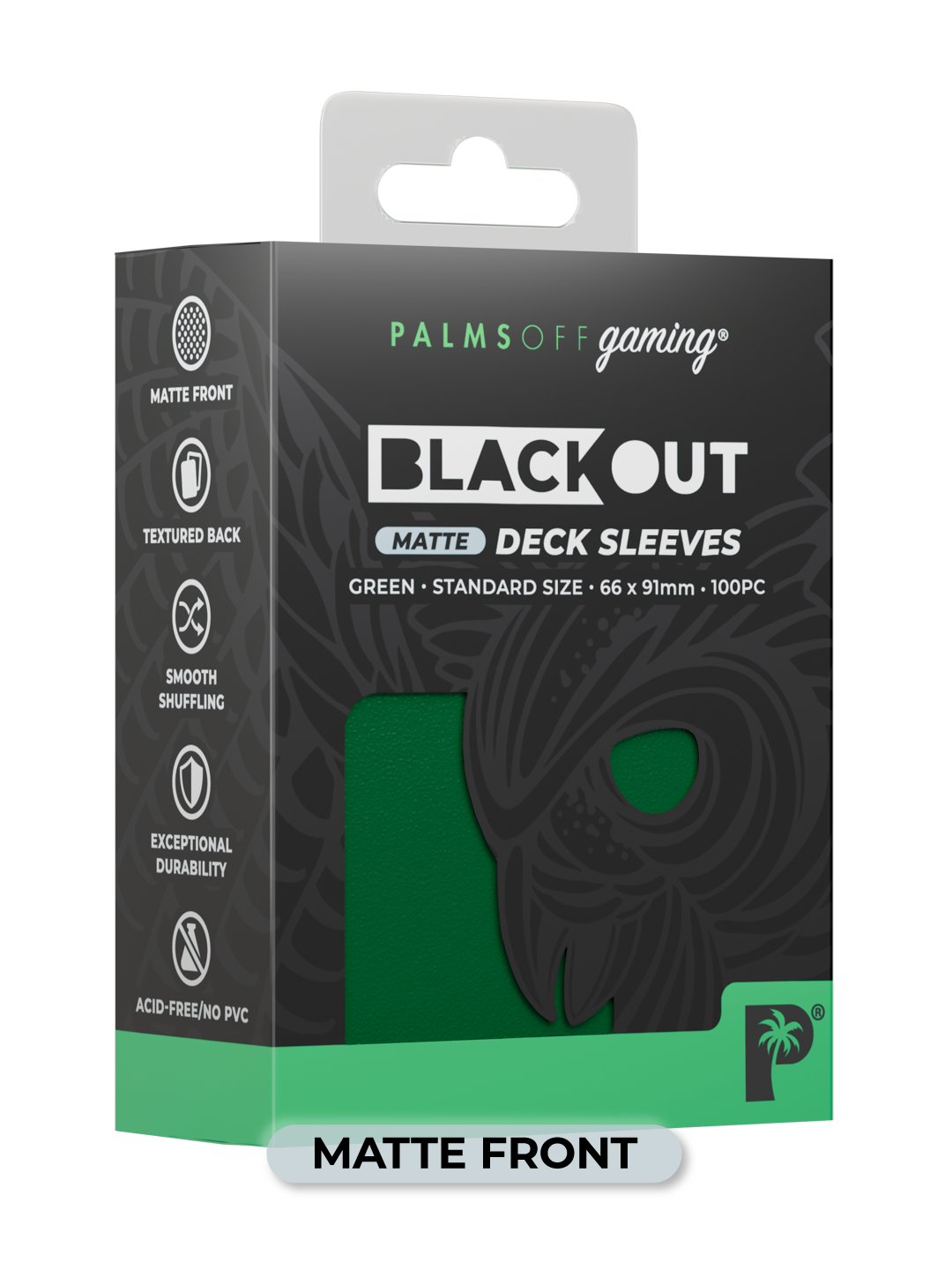 Palms Off Gaming Blackout Deck Sleeves - Standard - 100pc - Green - Matte