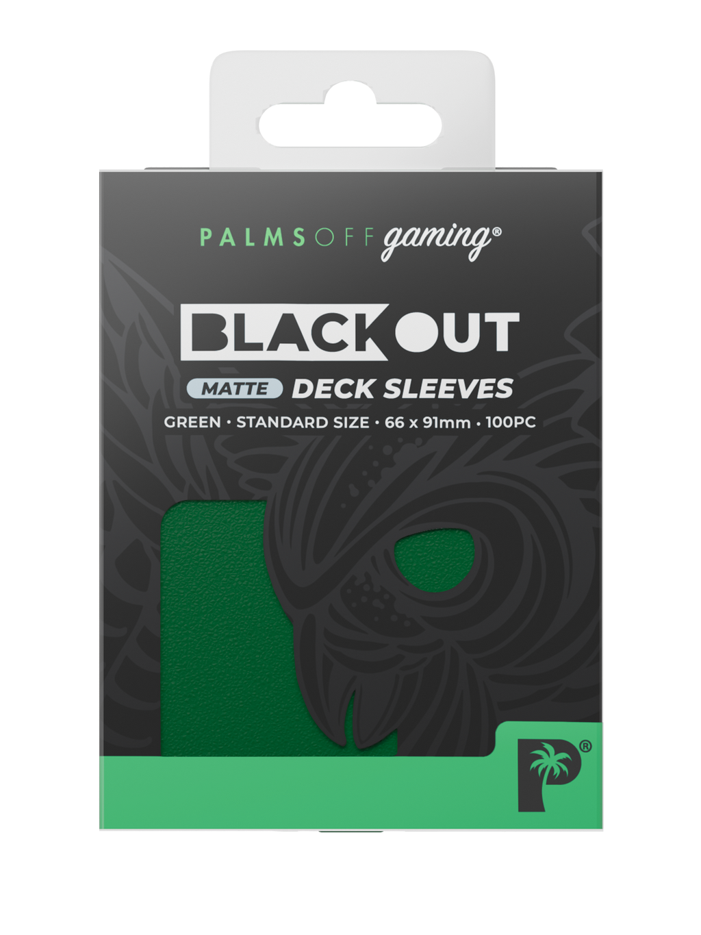Palms Off Gaming Blackout Deck Sleeves - Standard - 100pc - Green - Matte