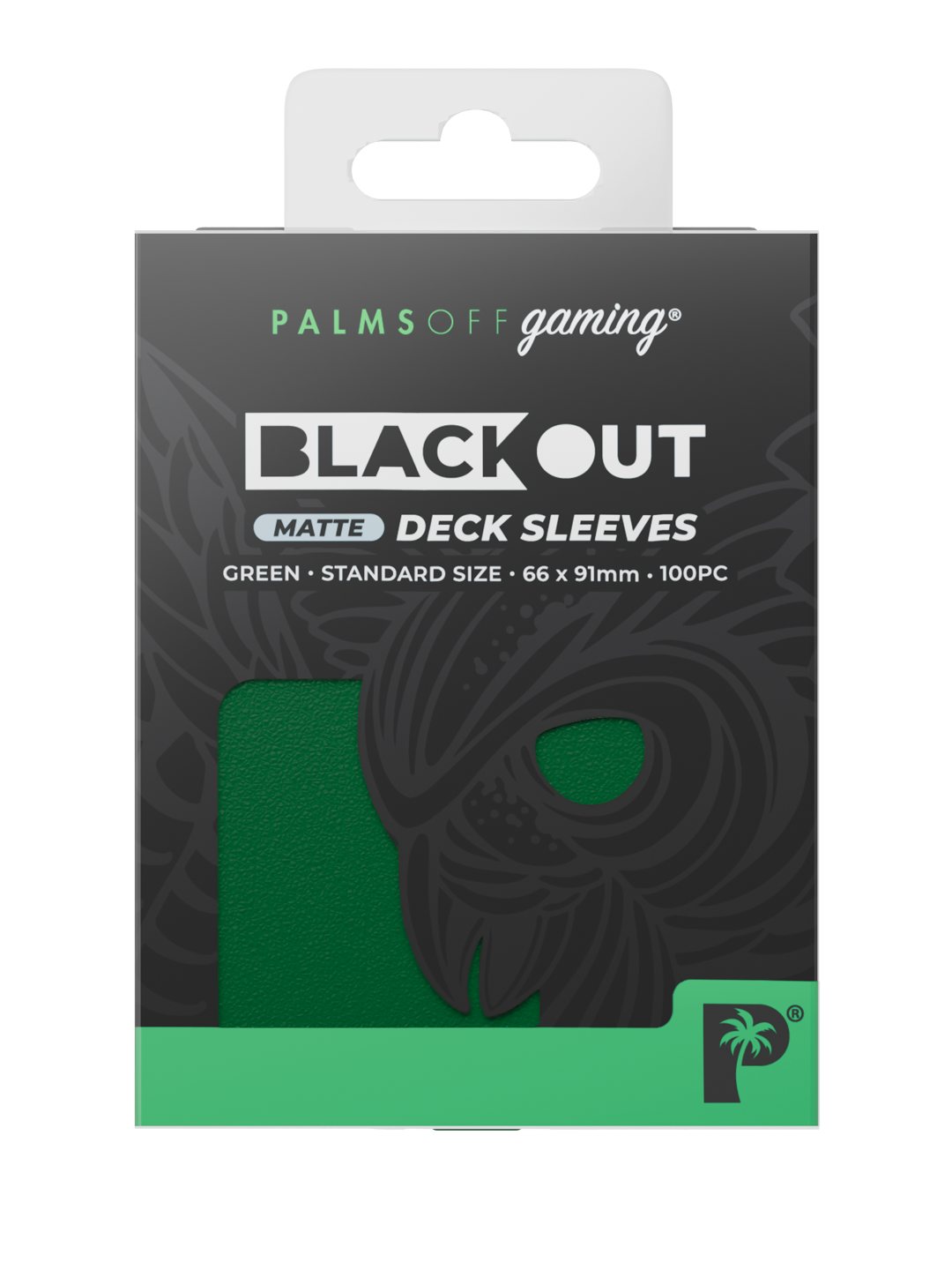 Palms Off Gaming Blackout Deck Sleeves - Standard - 100pc - Green - Matte