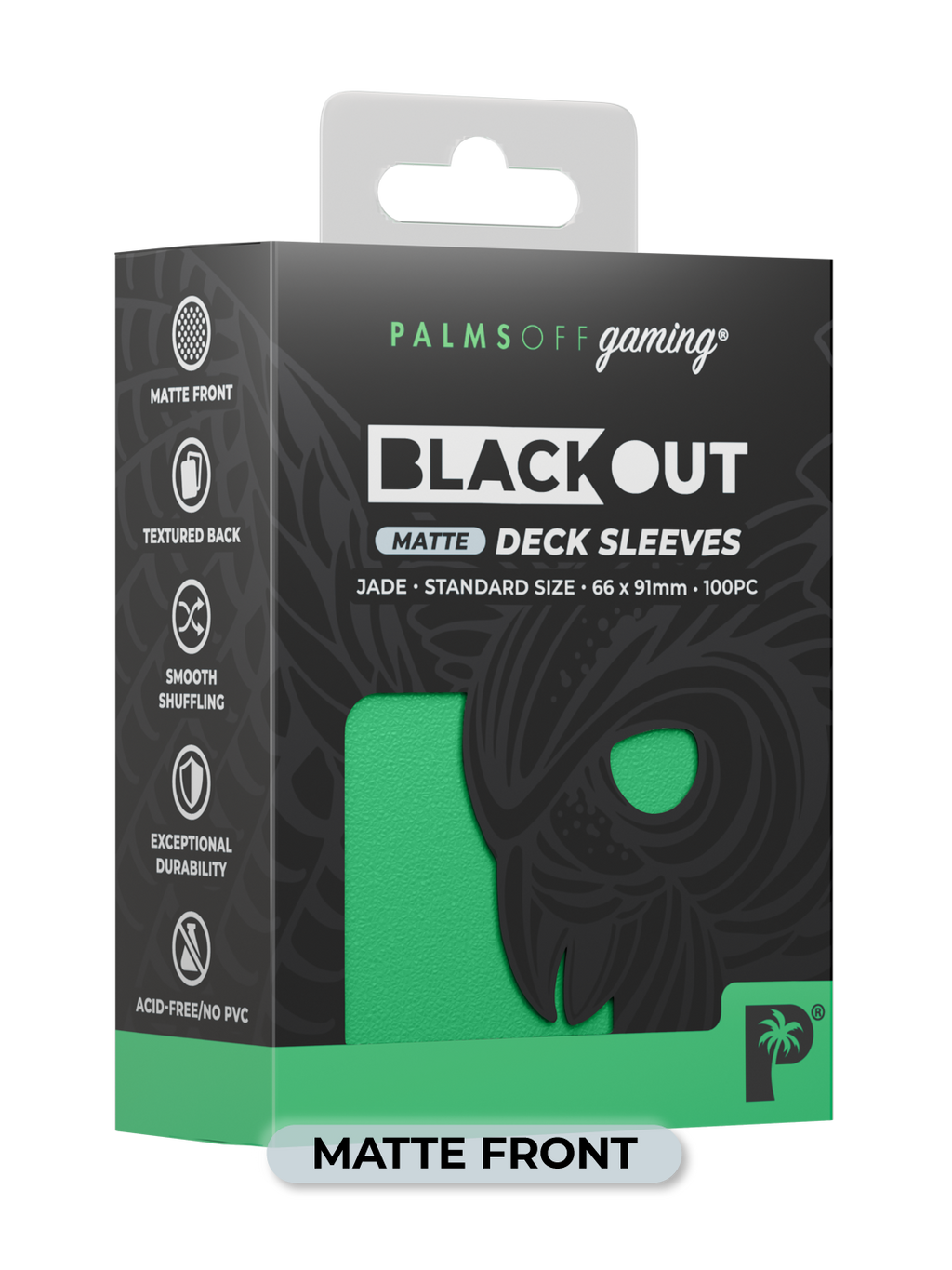 Palms Off Gaming Blackout Deck Sleeves - Standard - 100pc - Jade - Matte
