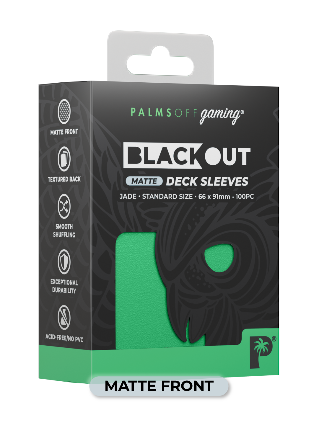 Palms Off Gaming Blackout Deck Sleeves - Standard - 100pc - Jade - Matte