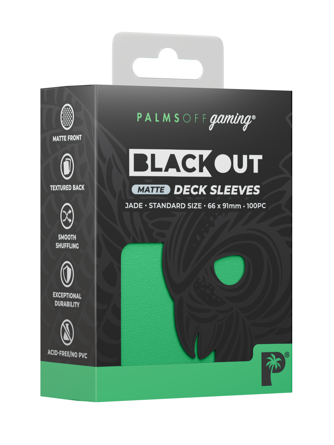 Palms Off Gaming Blackout Deck Sleeves - Standard - 100pc - Jade - Matte