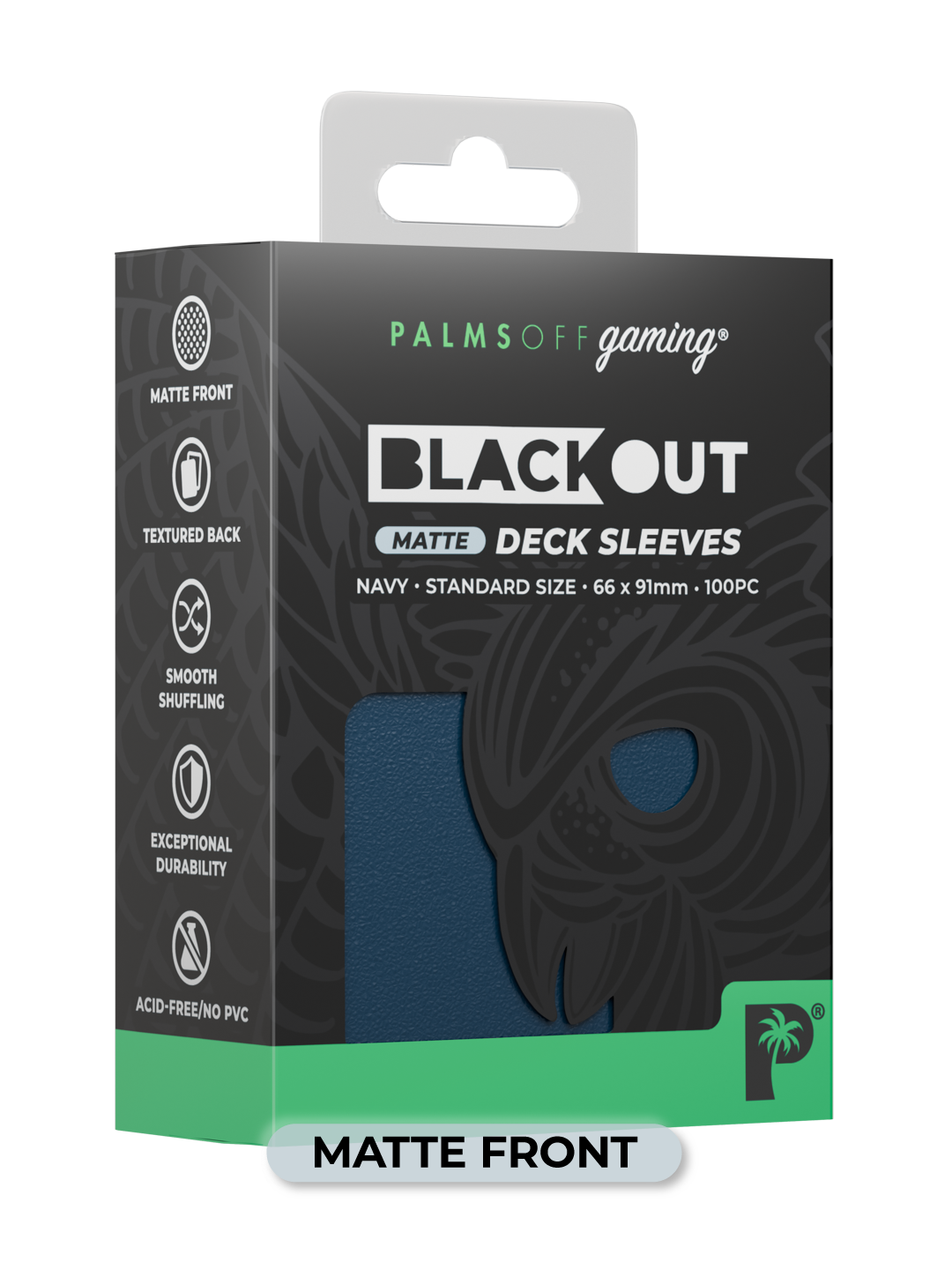 Palms Off Gaming Blackout Deck Sleeves - Standard - 100pc - Navy - Matte