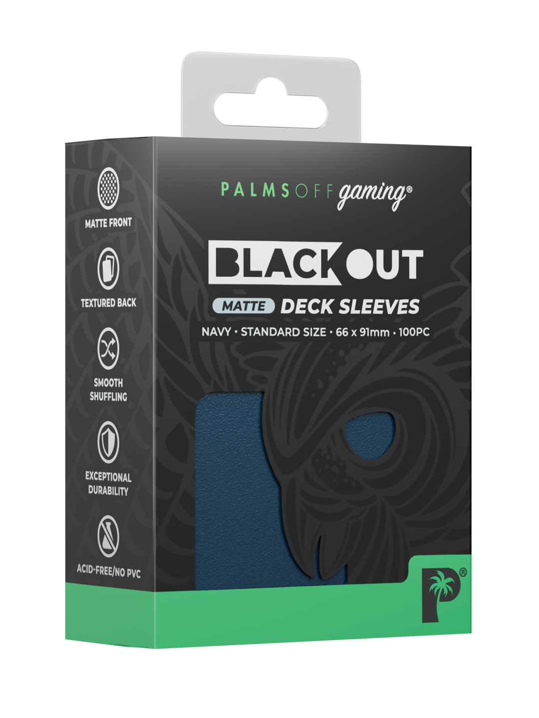 Palms Off Gaming Blackout Deck Sleeves - Standard - 100pc - Navy - Matte
