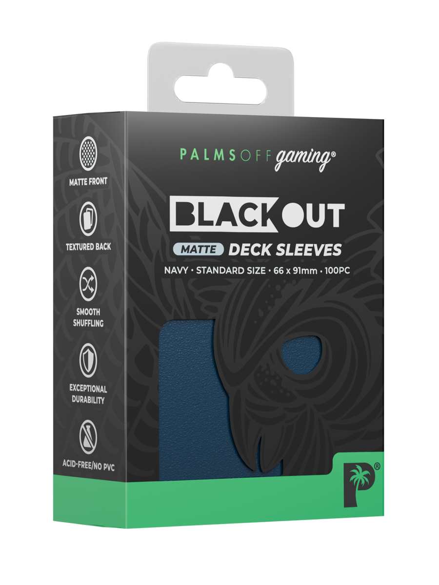 Palms Off Gaming Blackout Deck Sleeves - Standard - 100pc - Navy - Matte