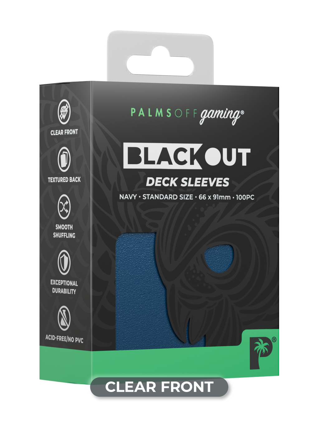 Palms Off Gaming Blackout Deck Sleeves - Standard - 100pc - Navy