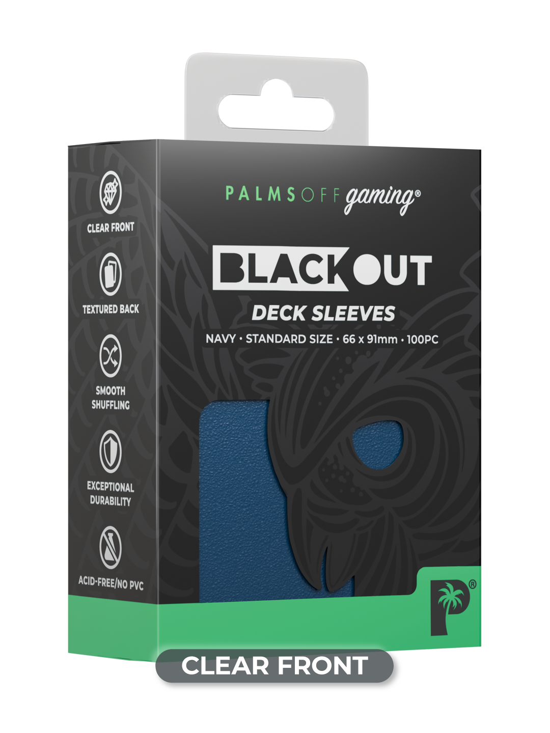 Palms Off Gaming Blackout Deck Sleeves - Standard - 100pc - Navy