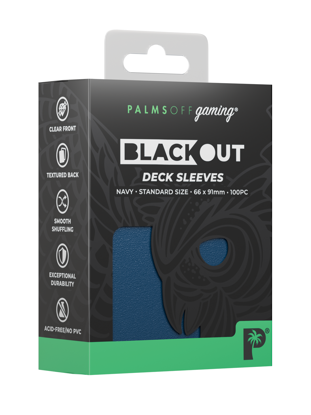 Palms Off Gaming Blackout Deck Sleeves - Standard - 100pc - Navy