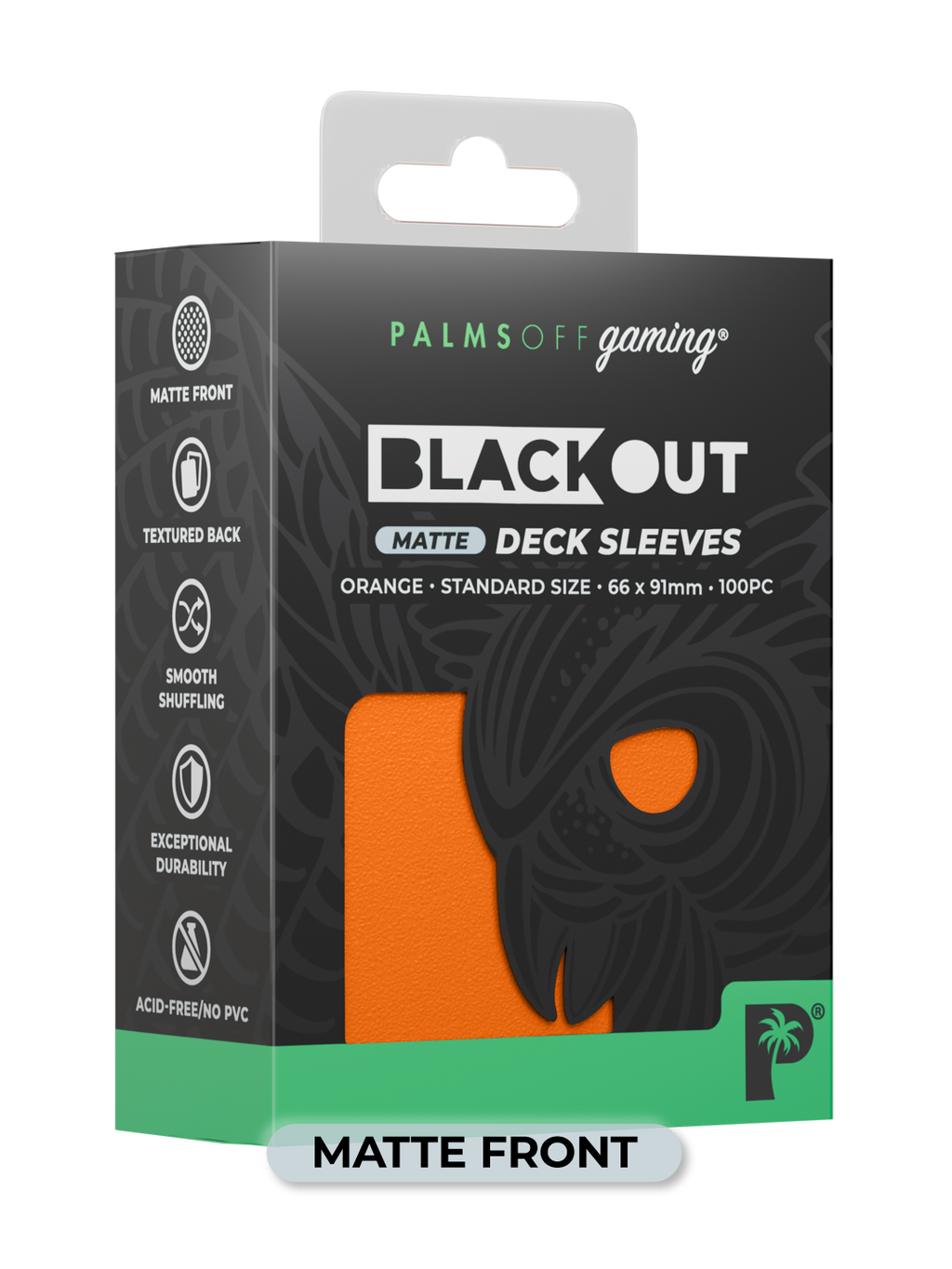 Palms Off Gaming Blackout Deck Sleeves - Standard - 100pc - Orange - Matte