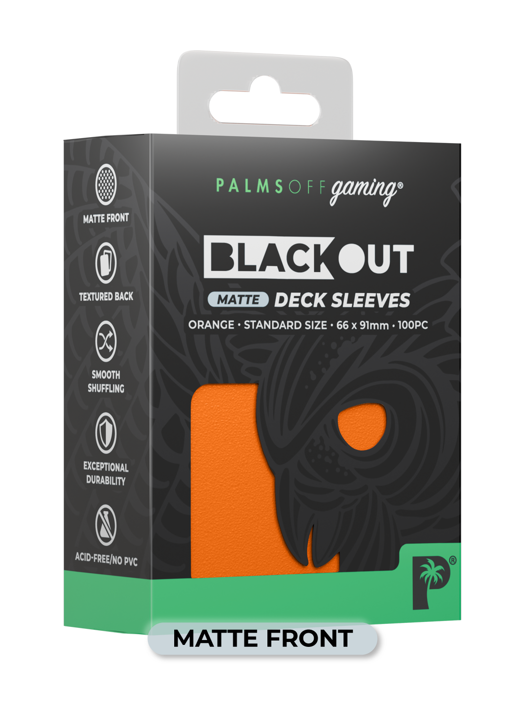 Palms Off Gaming Blackout Deck Sleeves - Standard - 100pc - Orange - Matte