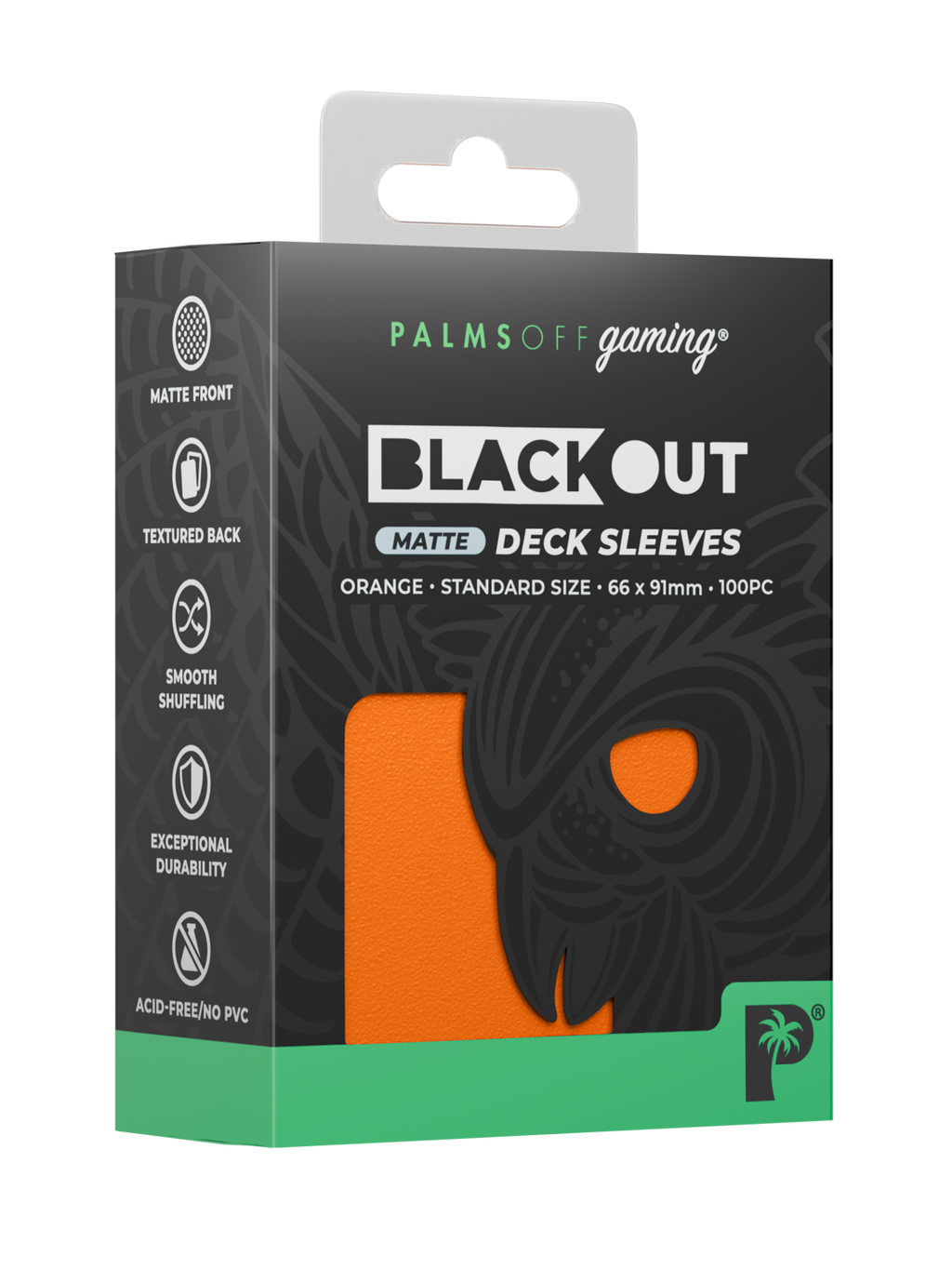 Palms Off Gaming Blackout Deck Sleeves - Standard - 100pc - Orange - Matte