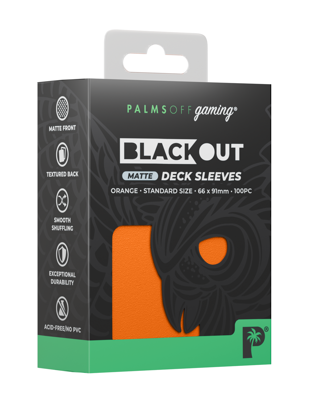 Palms Off Gaming Blackout Deck Sleeves - Standard - 100pc - Orange - Matte