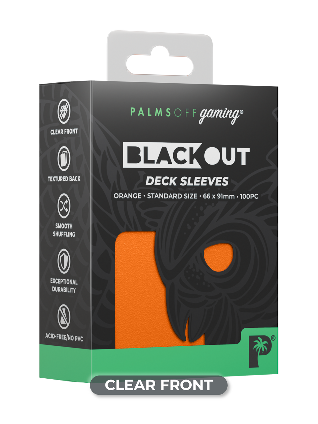 Palms Off Gaming Blackout Deck Sleeves - Standard - 100pc - Orange