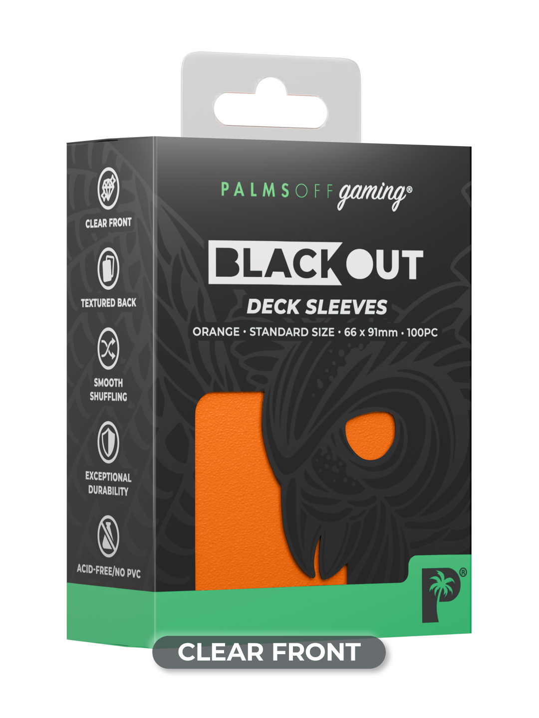 Palms Off Gaming Blackout Deck Sleeves - Standard - 100pc - Orange