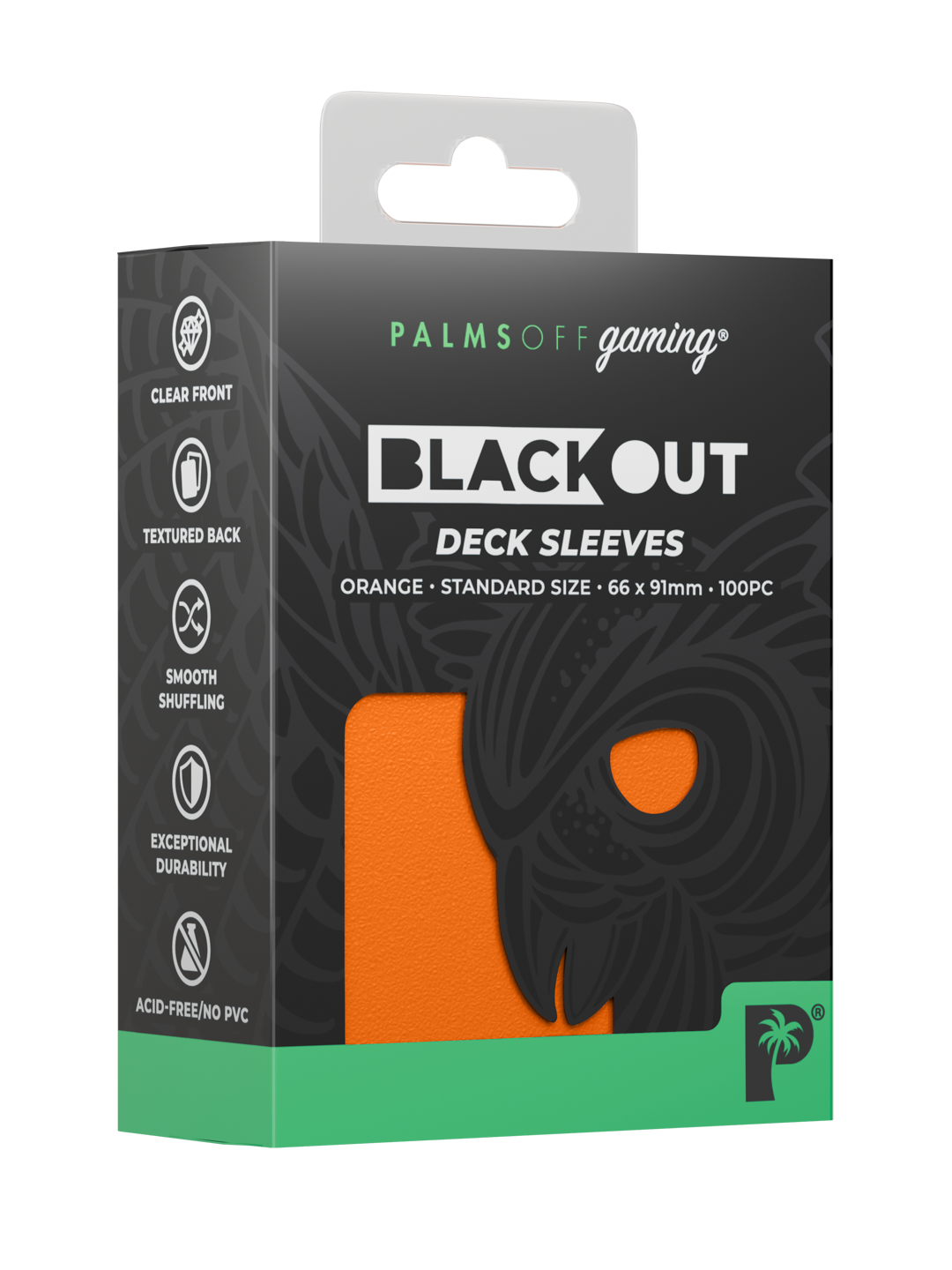 Palms Off Gaming Blackout Deck Sleeves - Standard - 100pc - Orange