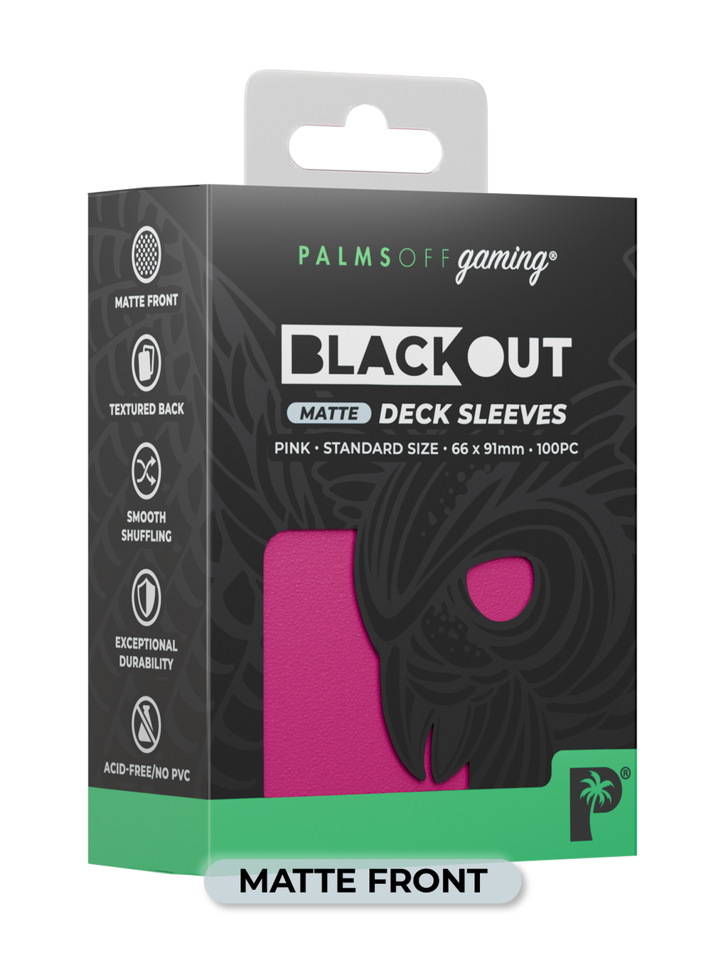 Palms Off Gaming Blackout Deck Sleeves - Standard - 100pc - Pink - Matte