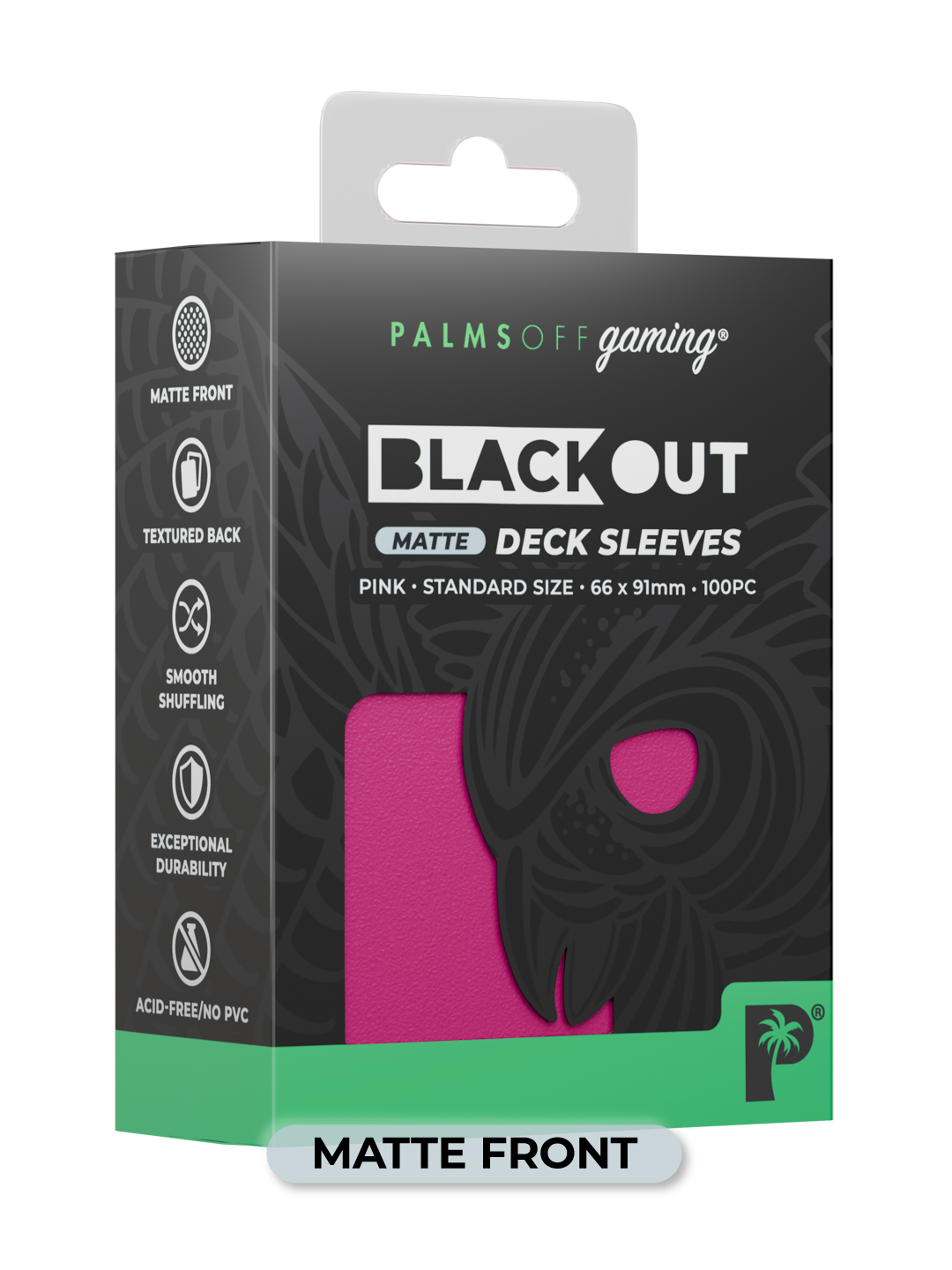 Palms Off Gaming Blackout Deck Sleeves - Standard - 100pc - Pink - Matte