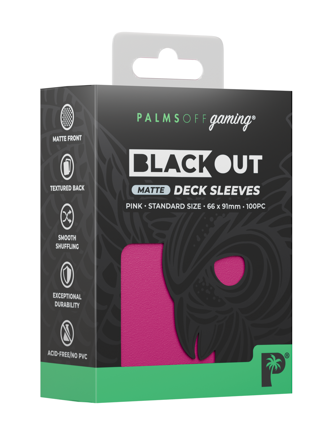 Palms Off Gaming Blackout Deck Sleeves - Standard - 100pc - Pink - Matte