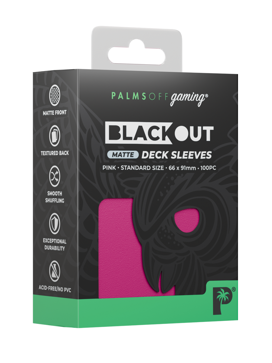 Palms Off Gaming Blackout Deck Sleeves - Standard - 100pc - Pink - Matte