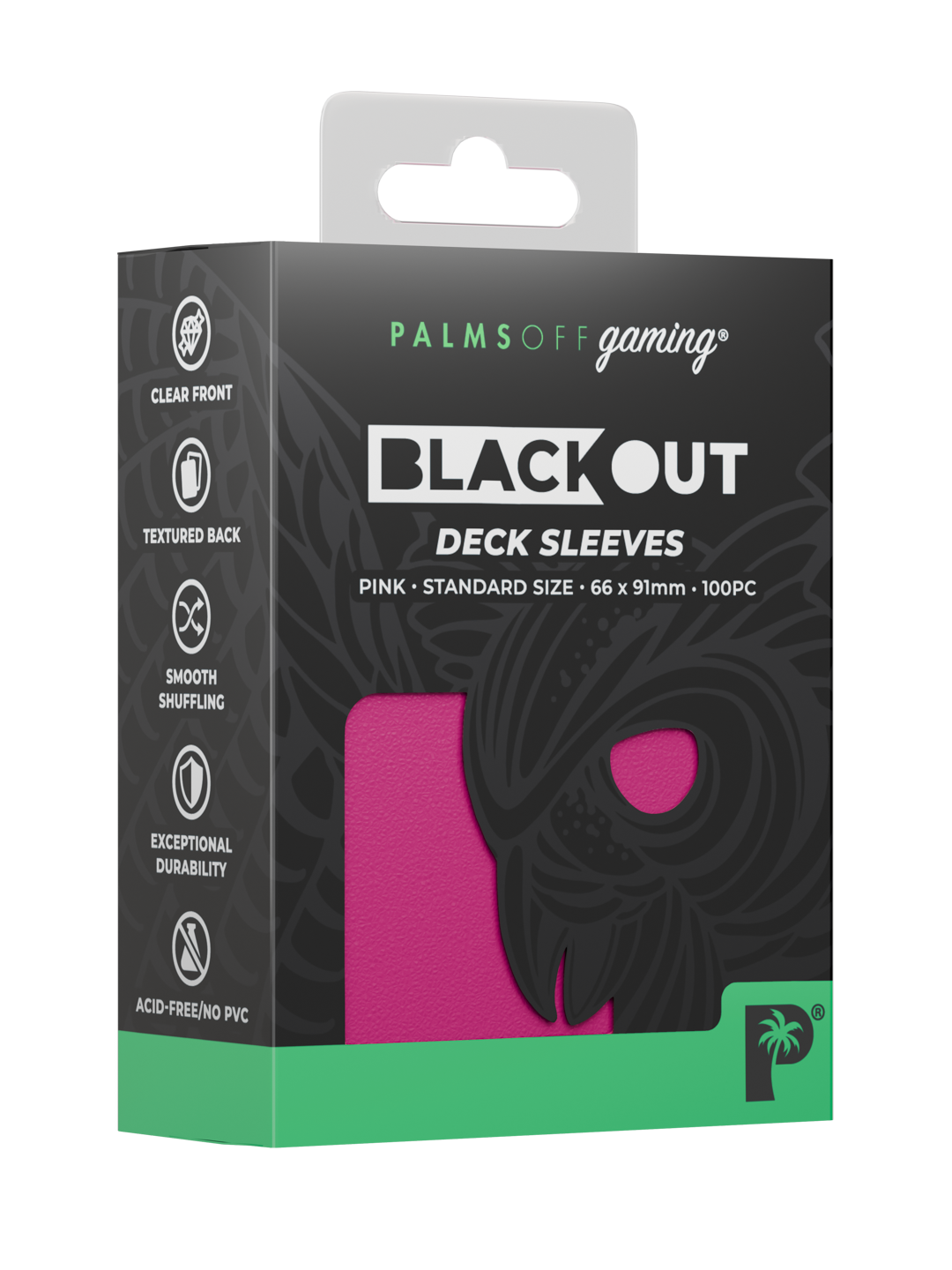 Palms Off Gaming Blackout Deck Sleeves - Standard - 100pc - Pink