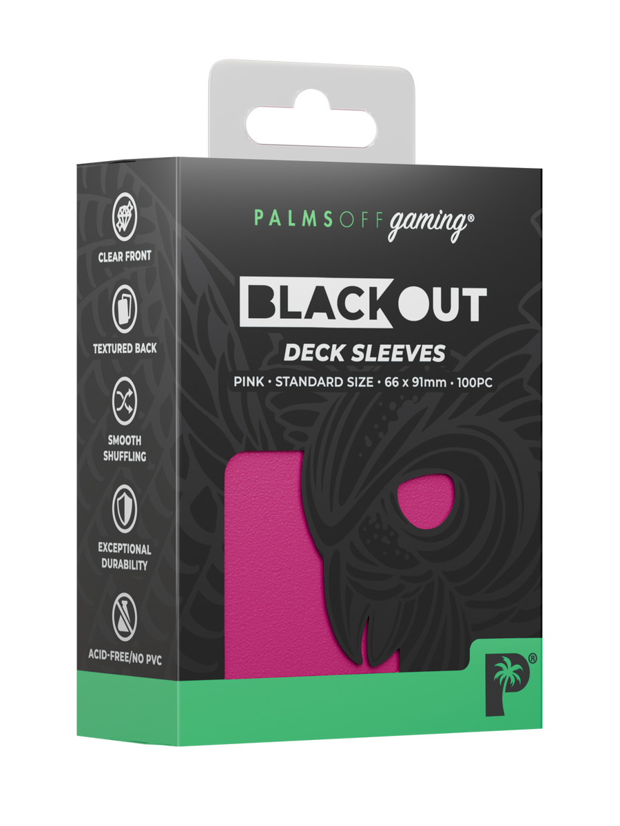 Palms Off Gaming Blackout Deck Sleeves - Standard - 100pc - Pink