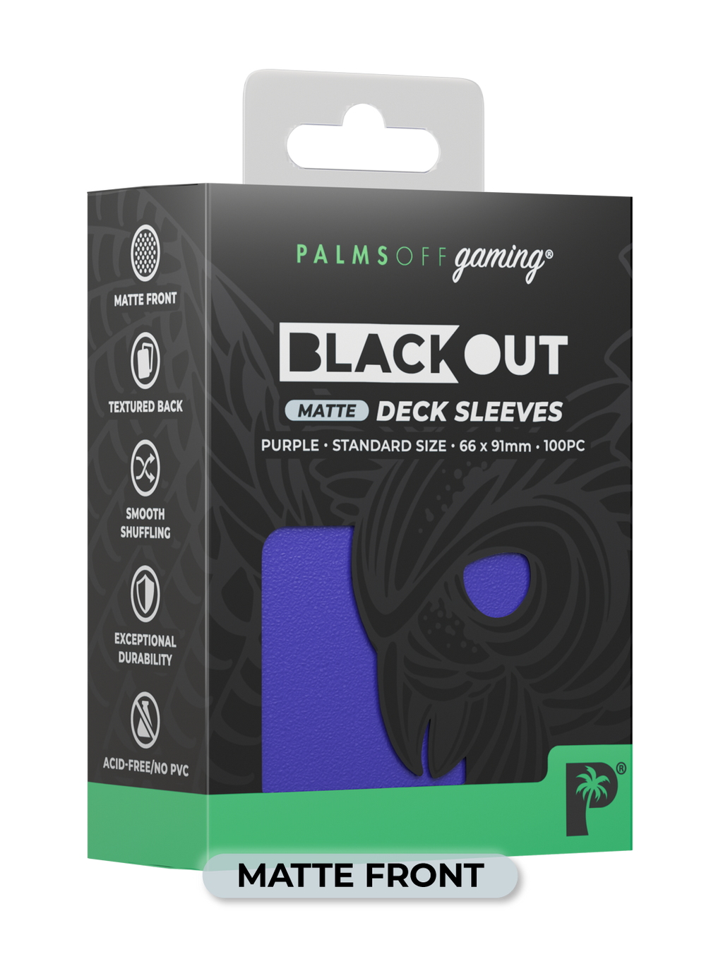 Palms Off Gaming Blackout Deck Sleeves - Standard - 100pc - Purple - Matte