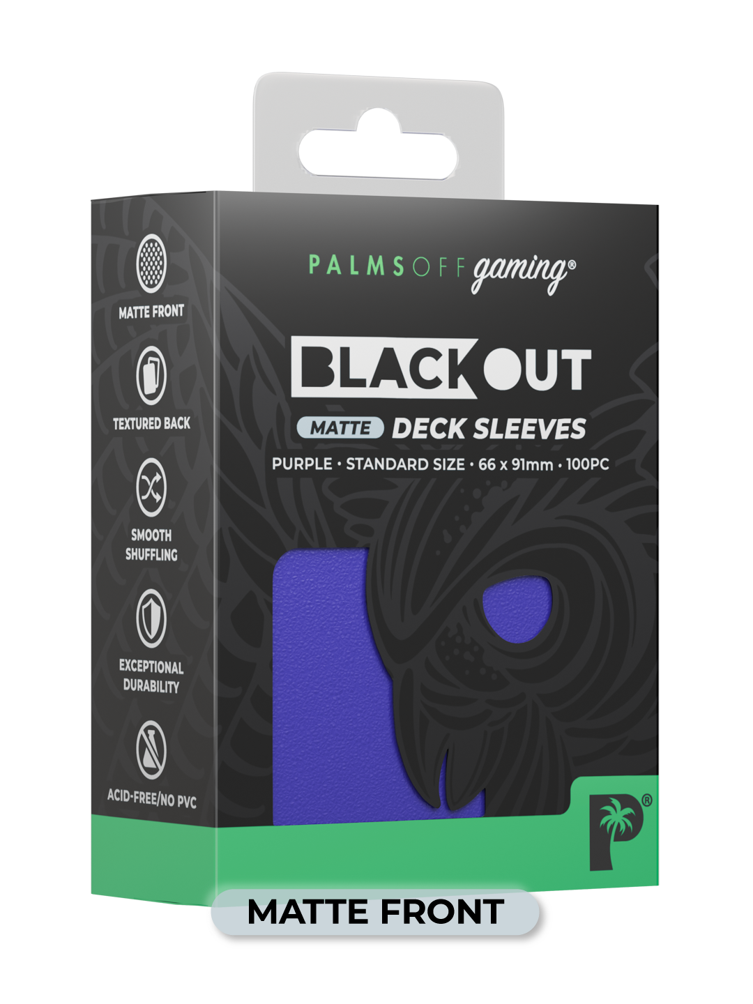 Palms Off Gaming Blackout Deck Sleeves - Standard - 100pc - Purple - Matte