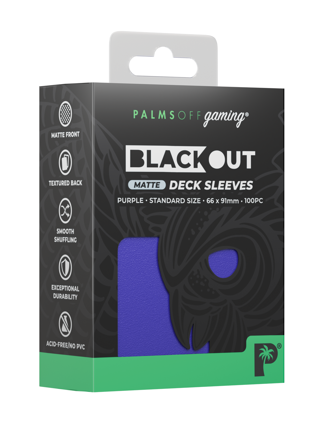 Palms Off Gaming Blackout Deck Sleeves - Standard - 100pc - Purple - Matte