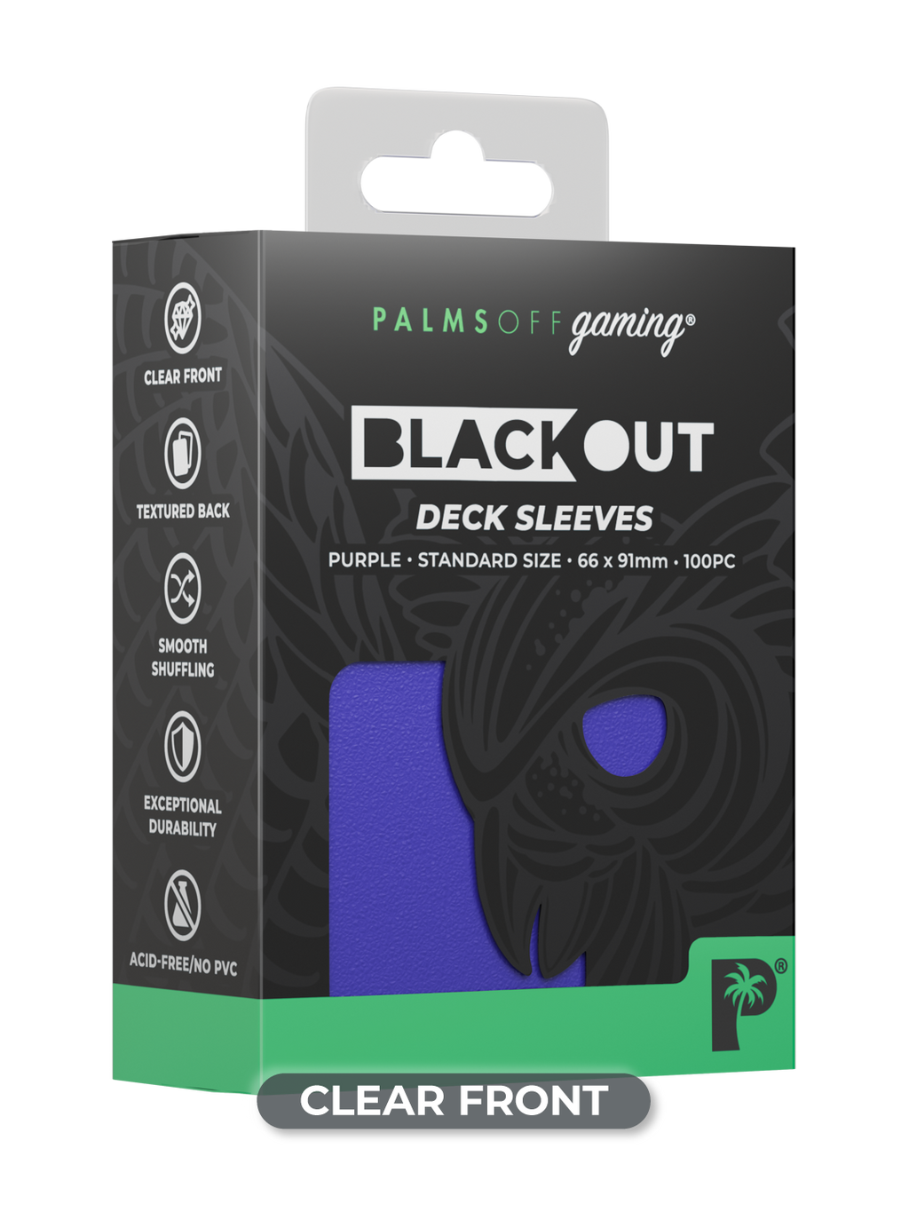 Palms Off Gaming Blackout Deck Sleeves - Standard - 100pc - Purple